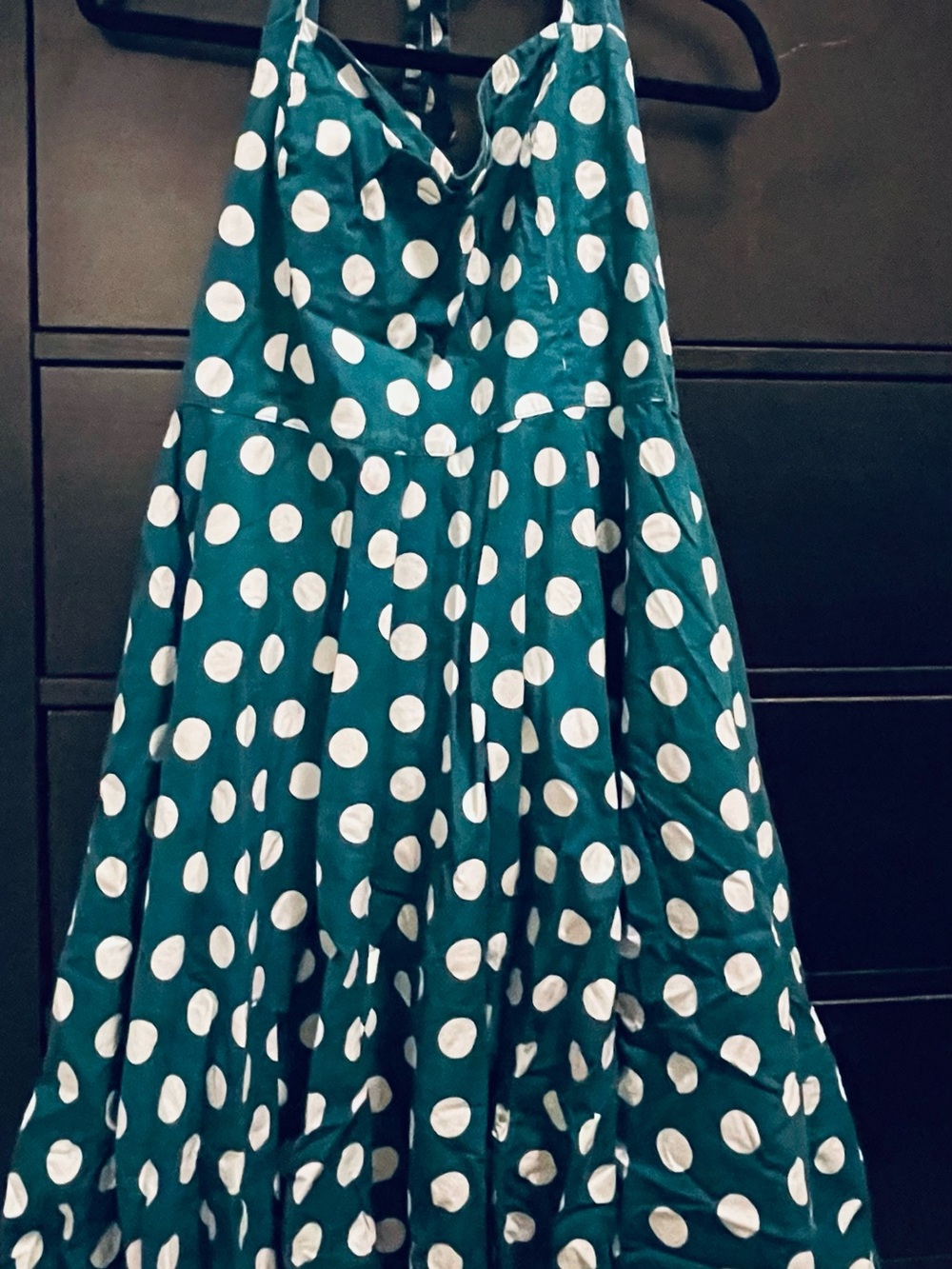 Hell Bunny Teal Green & White Polka Dot Circle Skirt